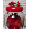 Pote de vidro personalizado 3l decorado com rosas vermelhas em biscuit (Em diversas cores e modelos) - Image 4